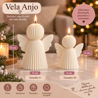 Molde de Silicone Anjo Ripado Para Velas e Sabonetes Artesanato