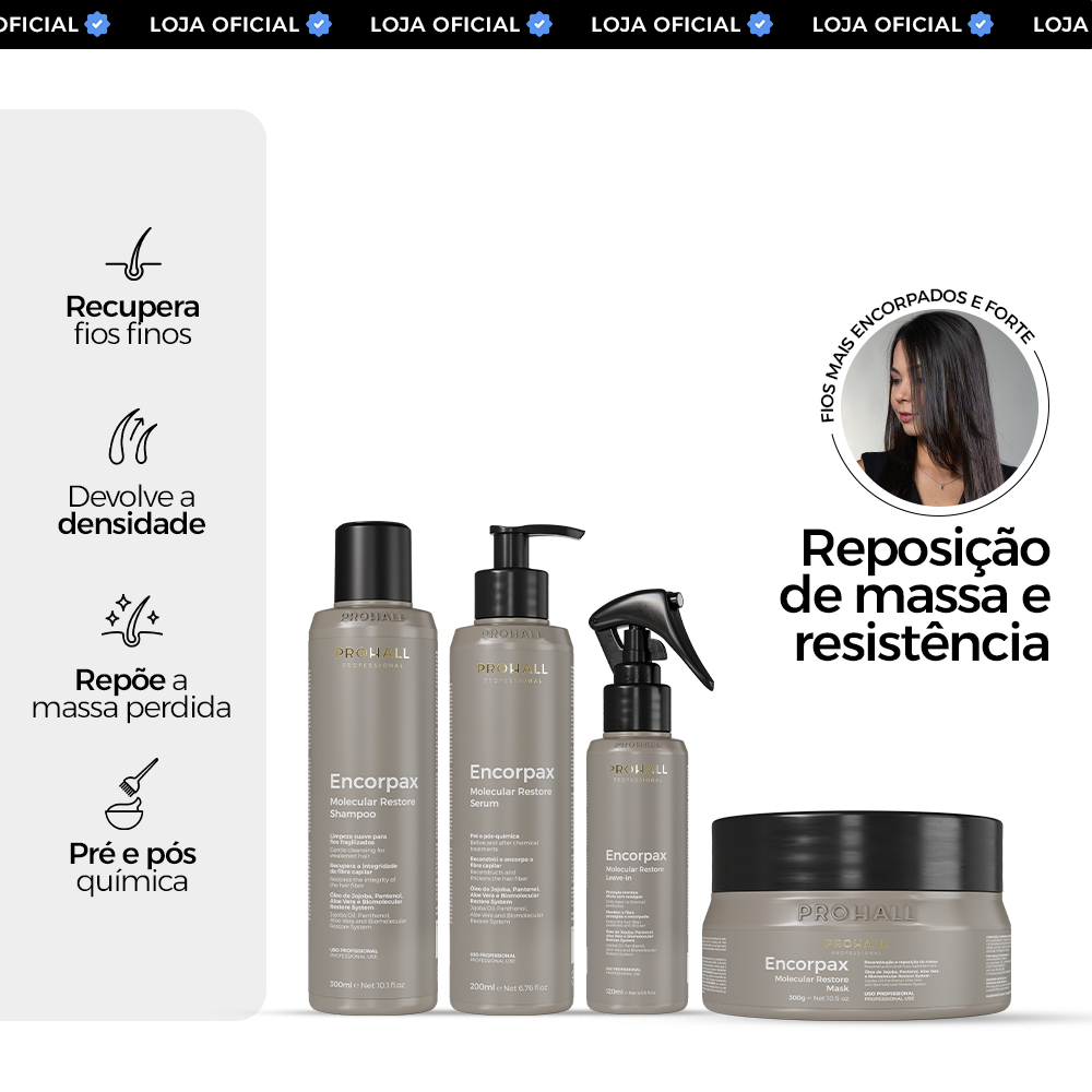 Kit Encorpax Engrossa fios Cronograma Capilar para Reposição de Massa Prohall
