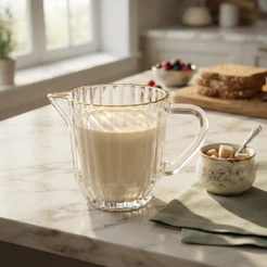 Leiteira de Cristal Wolff Império 220ml com Fio de Ouro para Servir Leite Molhos e Caldas Cozinha Mesa Posta Jantar Luxo