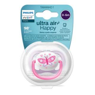 Chupeta Ultra Air Individual - 1 unidade - 0 a 6 Meses - Borboleta - Philips Avent (SCF081/02)