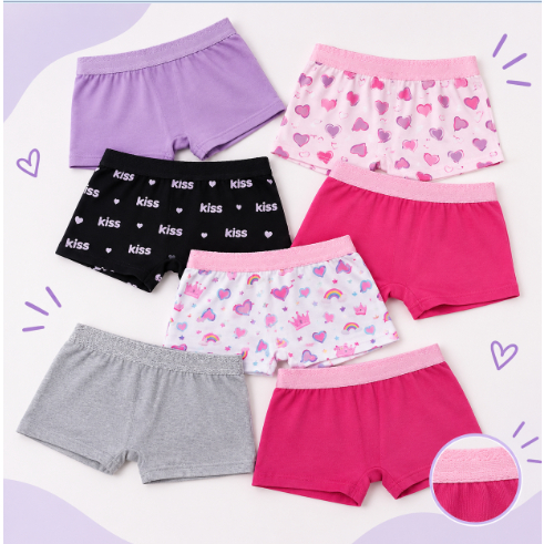 Calcinhas Box Shortinho KIT Infantil Menina Criança Confortável Estampas SORTIDAS
