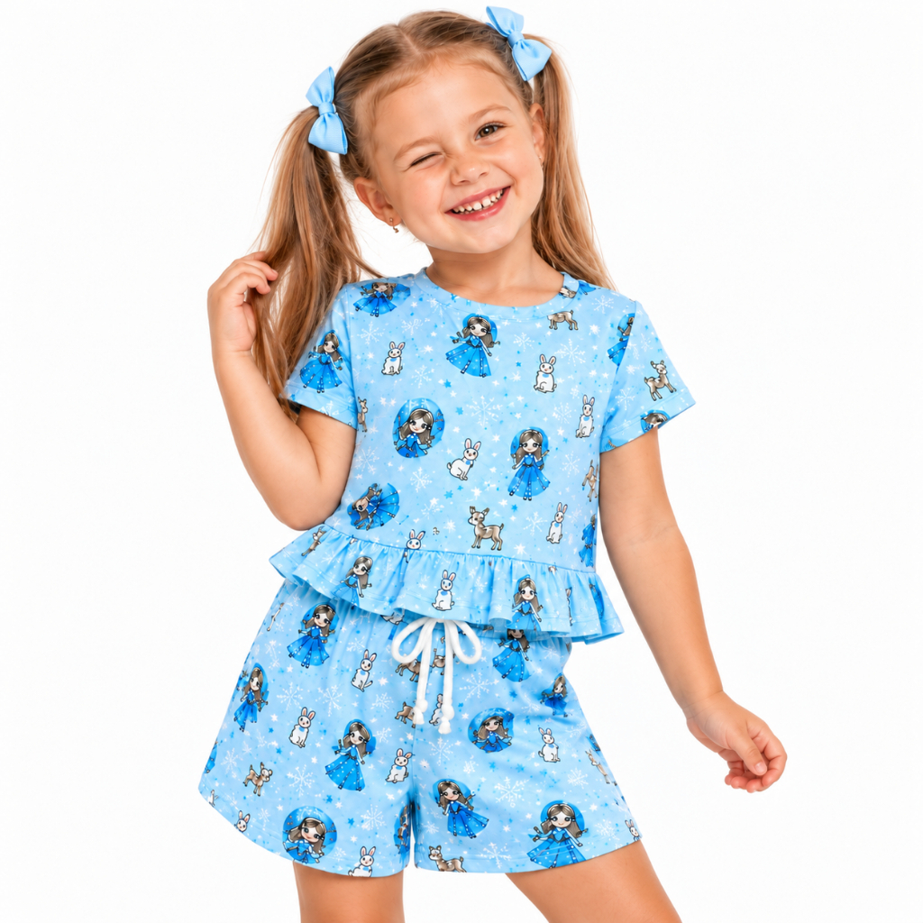 Conjunto Infantil Feminino Verão Menina Roupa Infantil Confortável Moda Casual 4 a 8 Anos