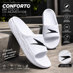 Chinelo Masculino Branco Slide Nuvem Anatómico Esportivo Casual Confortável