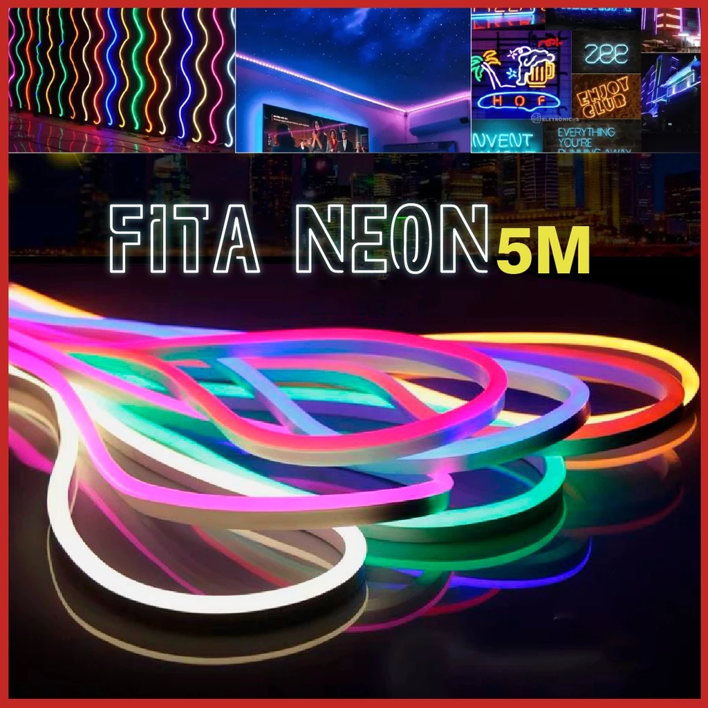 Fita de LED Mangueira Neon 5 Metros IP65 Flexível