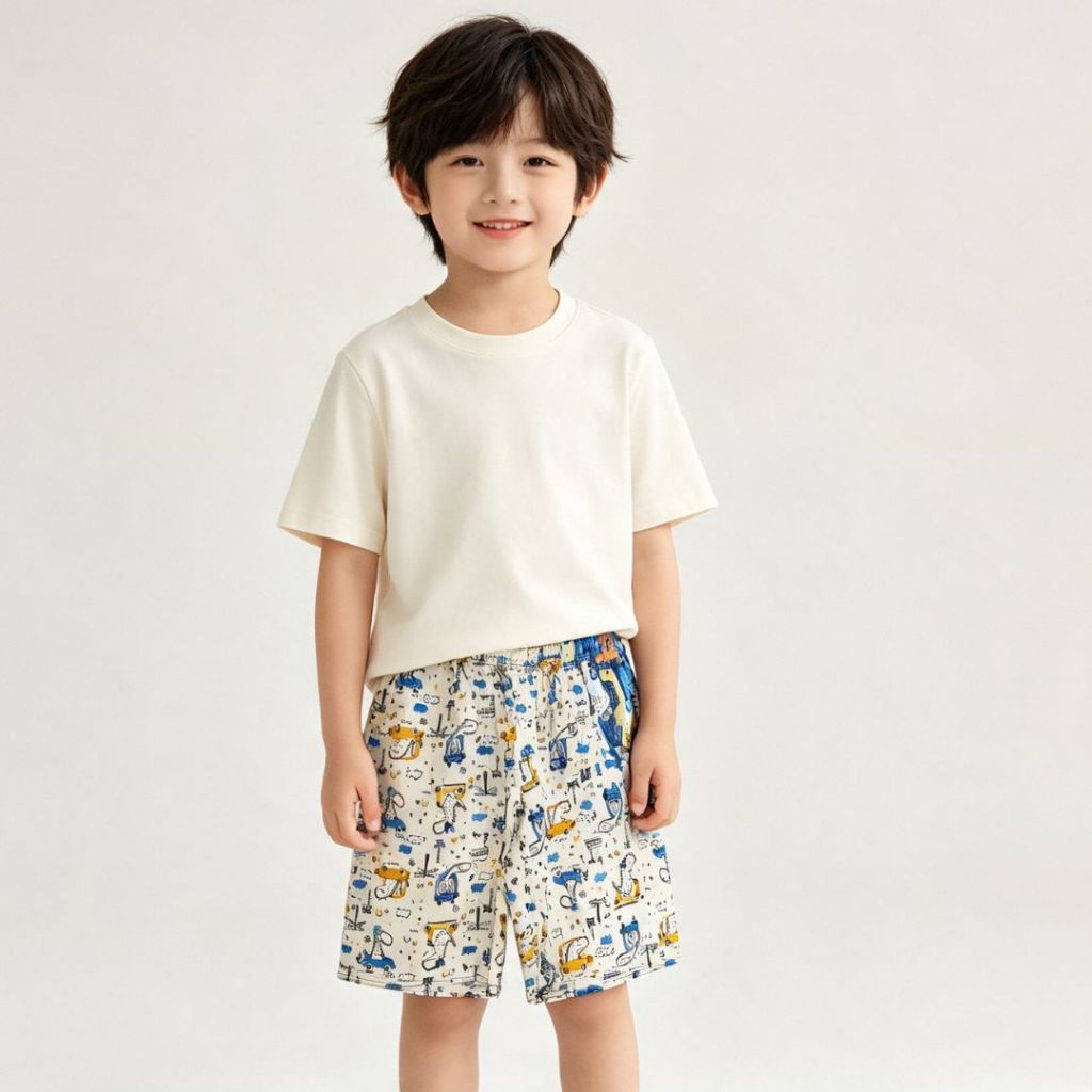 Kit Com 02 Bermuda de Elástico Infantil e Juvenil Masculina Estampado Menino Praia