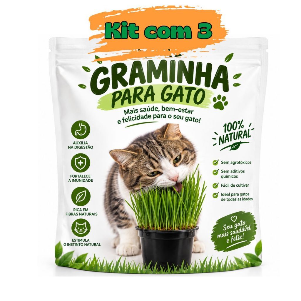 Grama Para Gato Mister Unidades – Auxilia na Digestão e Bola de Pelo - é só regar