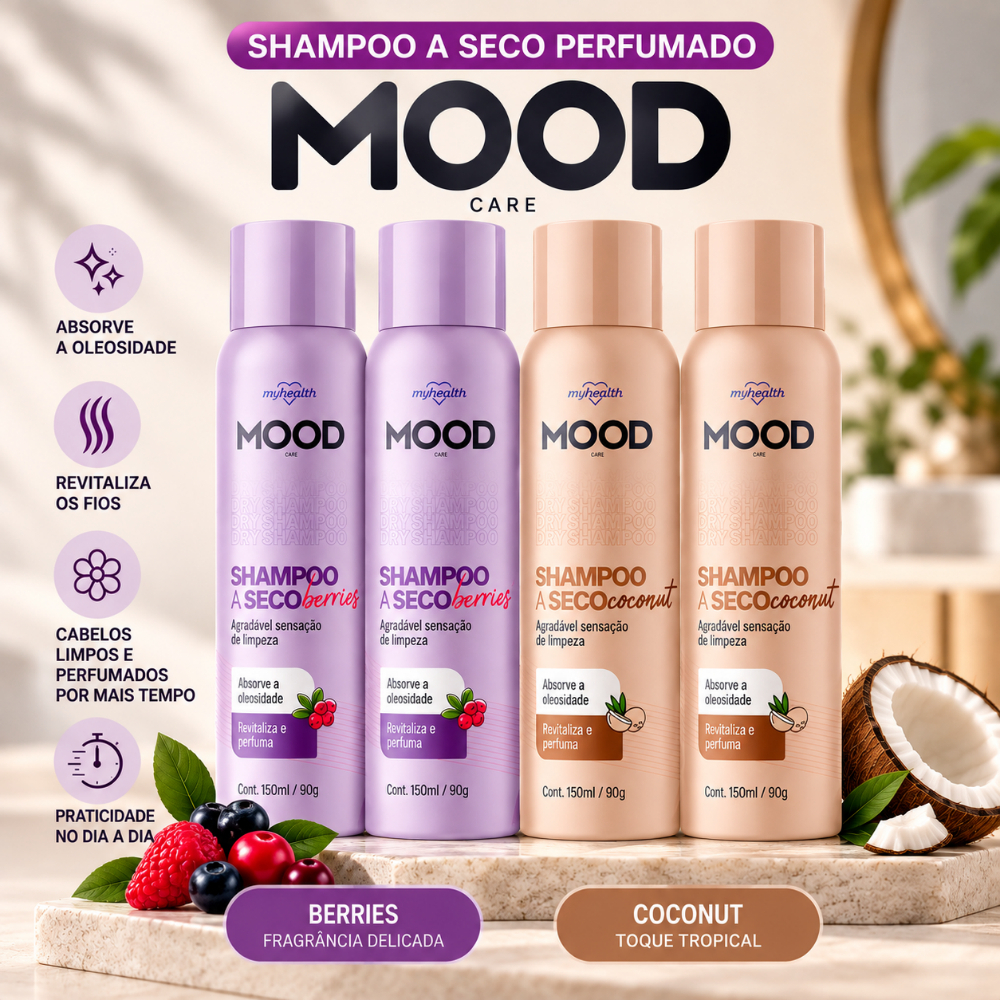 Shampoo a Seco Perfumado Berries ou Coco Mood c/ 150ml MY HEALTH
