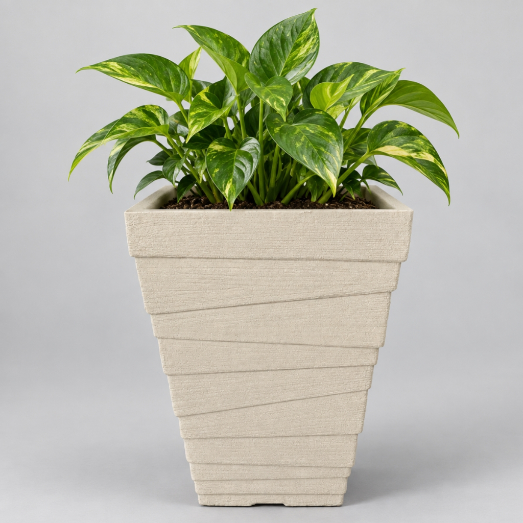 Vaso para plantas decorativo em polietileno Coluna Quadrada Degrau P medidas 40cm x 30cm x 20cm