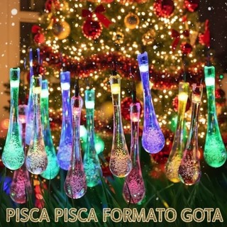 Pisca Pisca Luz solar 20 lampadas Formato Gota 5m decoracao arvore natal