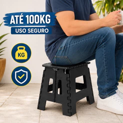 Banquinho Dobrável Portátil Resistente Suporta 50kg Antiderrapante Camping Pescaria Viagem Praia