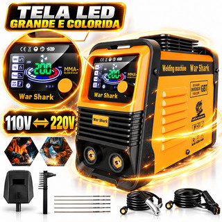 Máquina de Solda Inversora MMA+TIG 200A IGBT Portátil 110V-220V com Display LED e Kit Completo