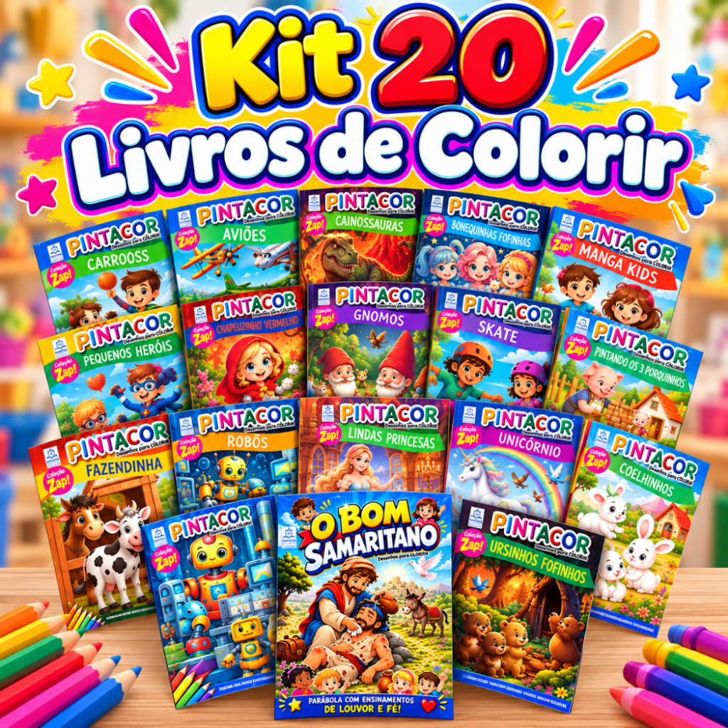 Kit 20 Revistinha Livro educativo de Colorir Infantil p/ Kit Festa Lembrancinha Prenda