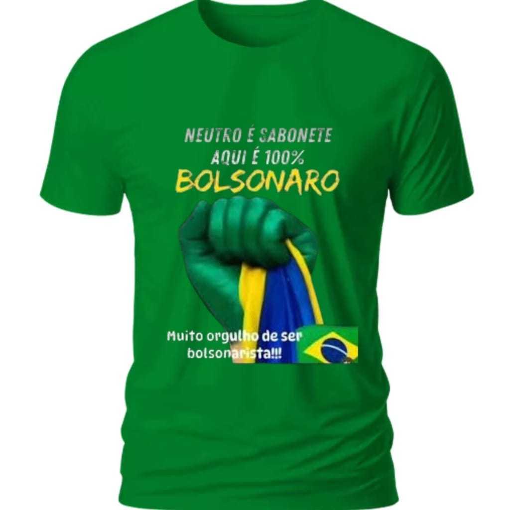 Camiseta Bolsonaro Unissex 100% Algodão Estampada 100% Algodão Muito confortável