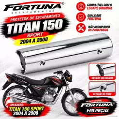 Protetor de Escapamento Original Honda Titan 150 Sport 2004 a 2008 | Fortuna Cromado
