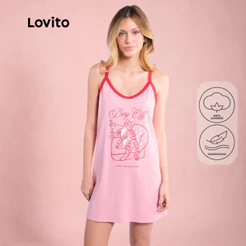 Lovito Camisola Feminina Estampa Alças Finas Com Vivo Contrastante SDB18941924