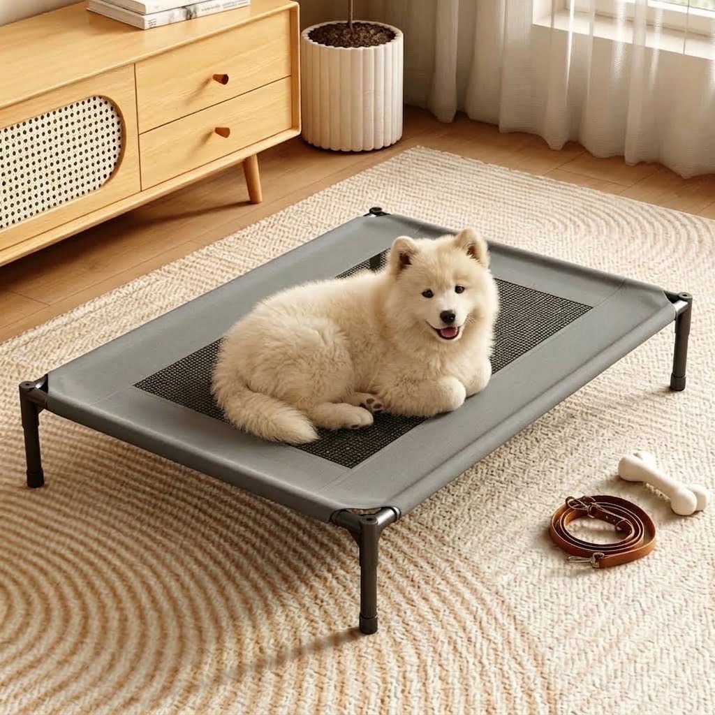 Cama Elevada Pet Respirável Cão Gato Caminha Suspensa Impermeável Dobrável Portátil