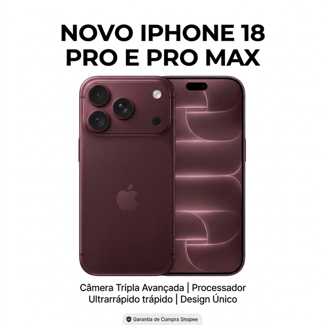 Novo Apple iPhone 18 Pro ou Pro Max Envio Imediato e Nota Fiscal com 256gb