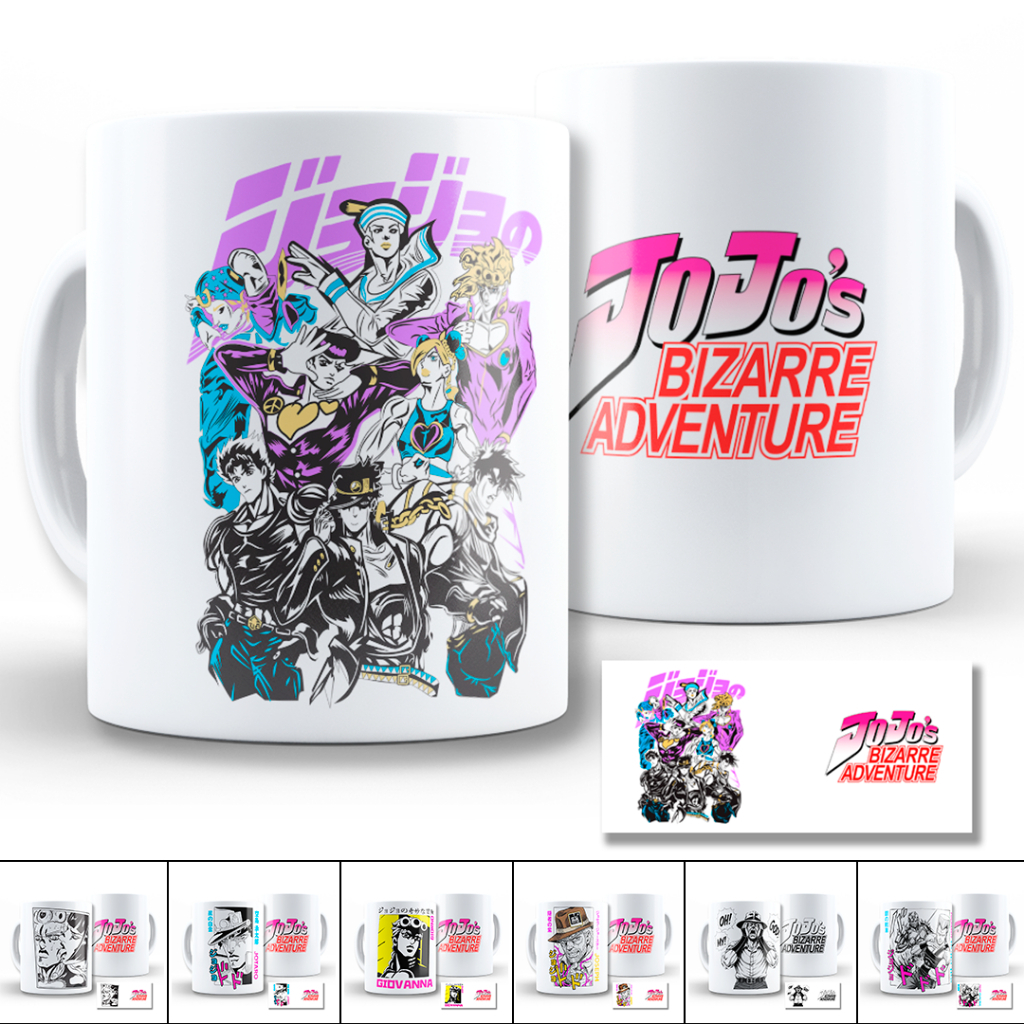 Caneca JoJo's Bizarre Adventure Jotaro Joseph Giorno e Personagens Vários Modelos