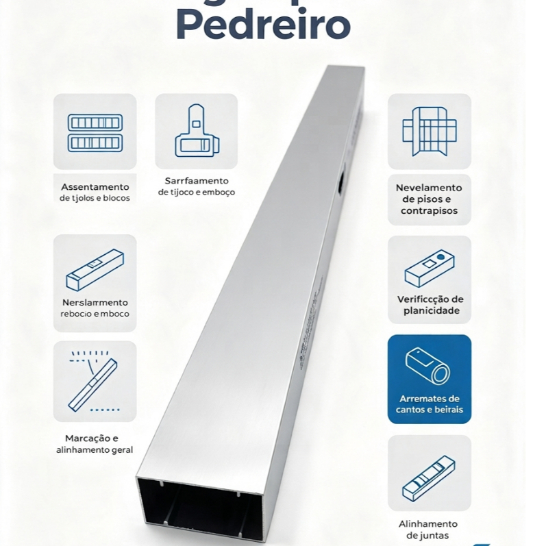 Régua Para Pedreiro Alumínio 1m Extra 50,8x25,4mm Libra