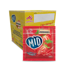 Kit Refresco em Pó MID® Morango 15x20g - Ideal para Lanches, Festas e Churrascos
