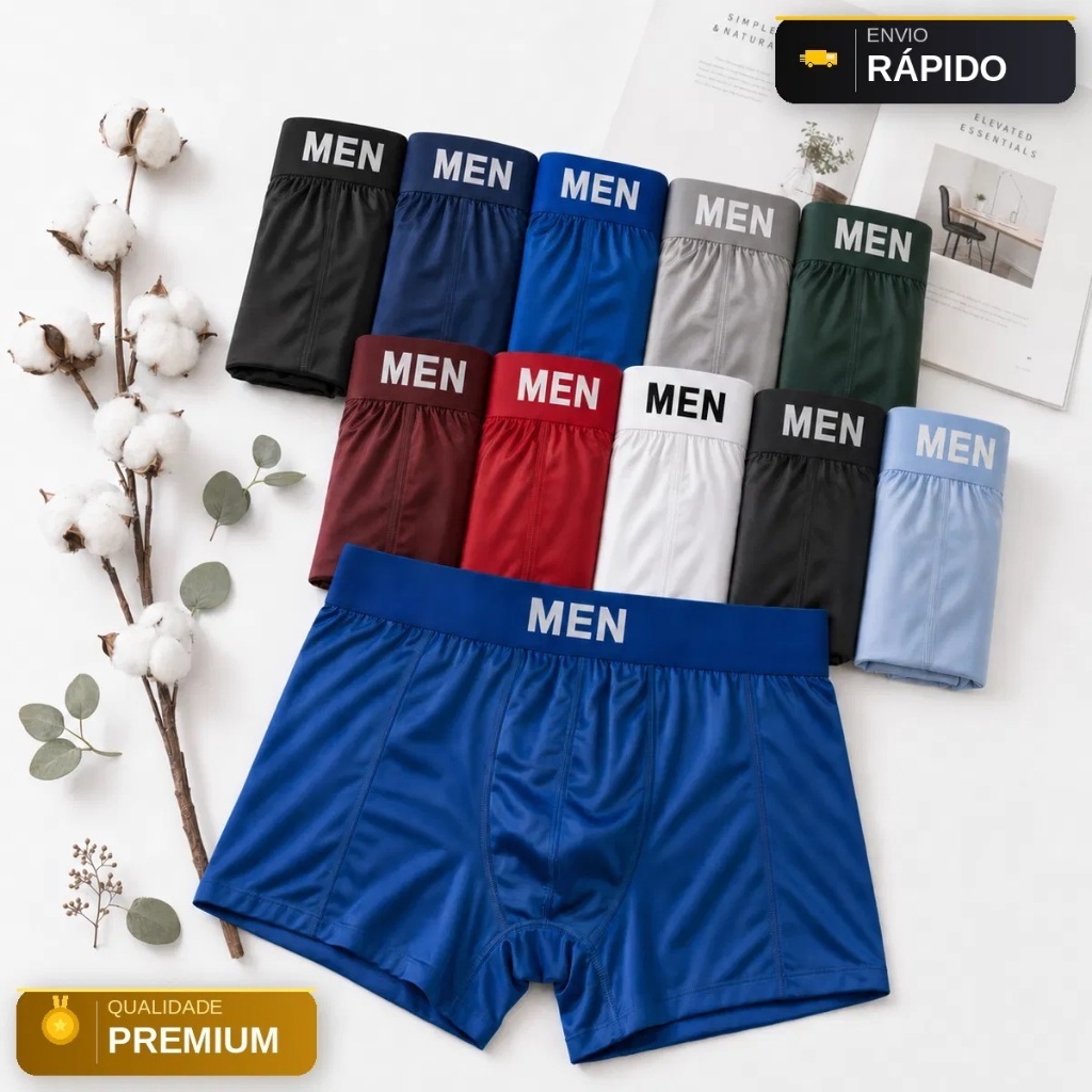 Kit 3/8/10/12 Cuecas Boxer Masculina Tecido Microfibra E Elastano Premium Adulto