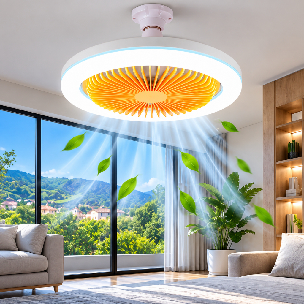 Ventilador De Teto Lâmpada Led 3 Cores Controle 30 W