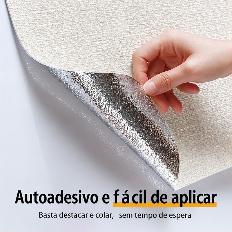 Papel de Parede Linho Bege Relevo Profundo - Rolo 2.8m x 53cm - Vinílico Anti-Rasgo — imagem 2 de 2