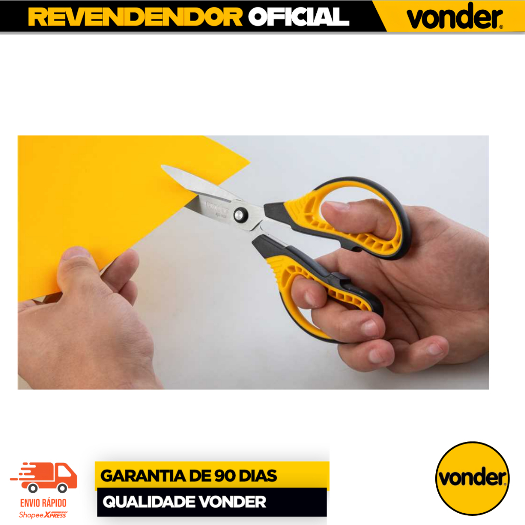 Kit 2 Tesouras Uso Em Geral De Aço Inox 250mm e 145mm Multiuso Vonder ENVIO IMEDIATO — imagem 2 de 2
