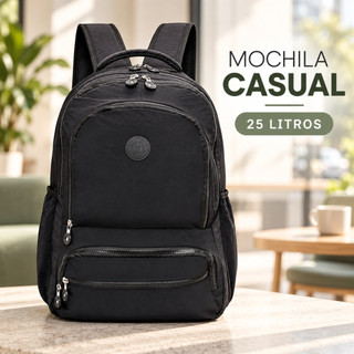 Mochila Com Compartimento Para Notebook Preta Com Bolso Frontal