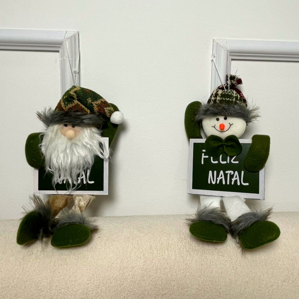 Enfeite Natal Papai Noel Boneco De Neve Guirlanda Pendurar Porta Quadrado