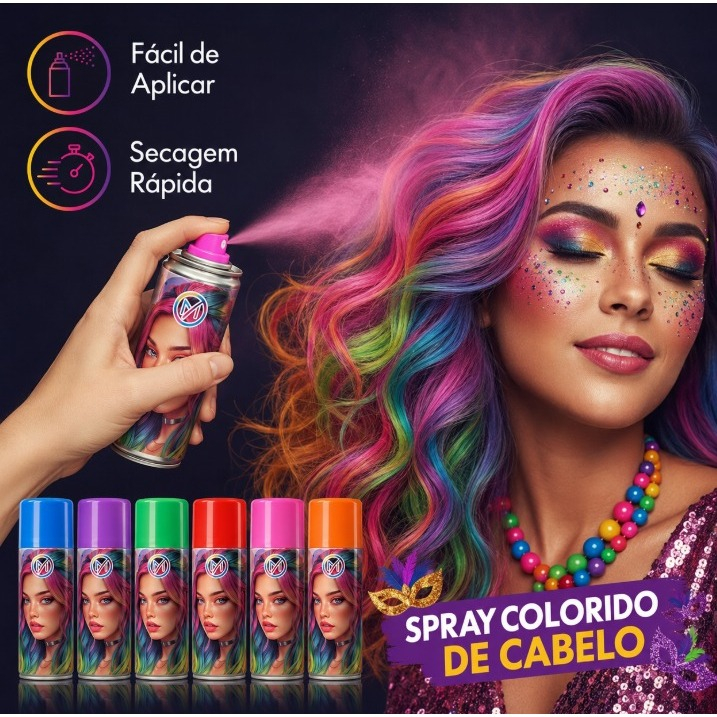 Spray Alegria Para Colorir Cabelos Para Festas E Penteados