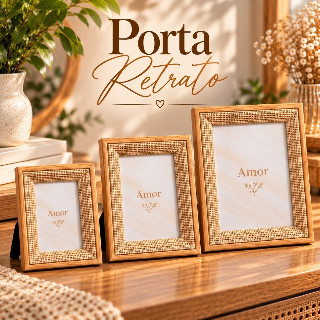 Porta Retrato Decorativo Rústico Moldura De Madeira Para Fotos