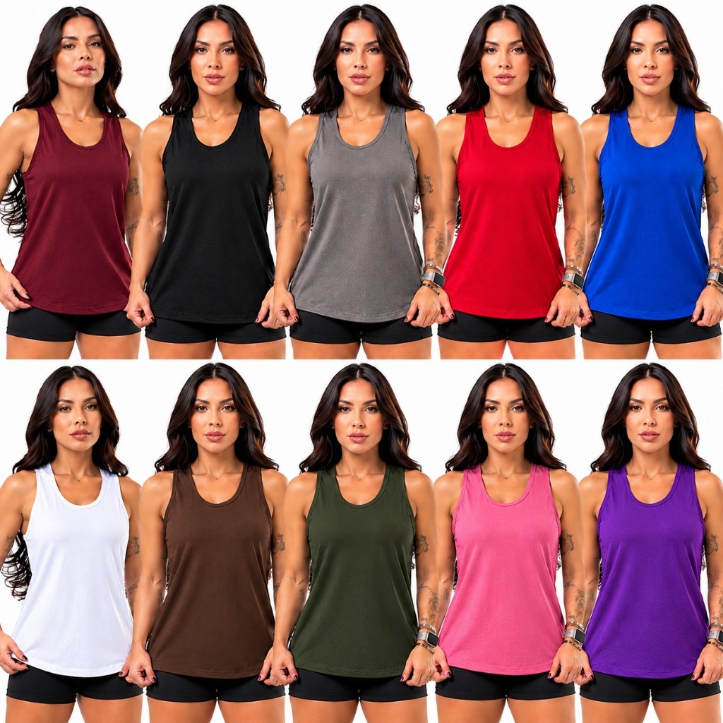 Kit 10 Regata academia feminina dry fit camisa blusa caminhada musculação treino camiseta