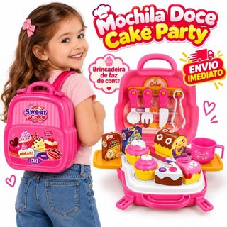 Mochila Infantil Doces Brinquedo Cozinha Kit Cake 22 Peças