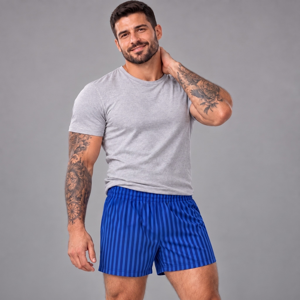 KIT 5 Cuecas Samba Canção Pijama Short de Dormir Masculino Fresquinho Confortável Estampado — imagem 2 de 2