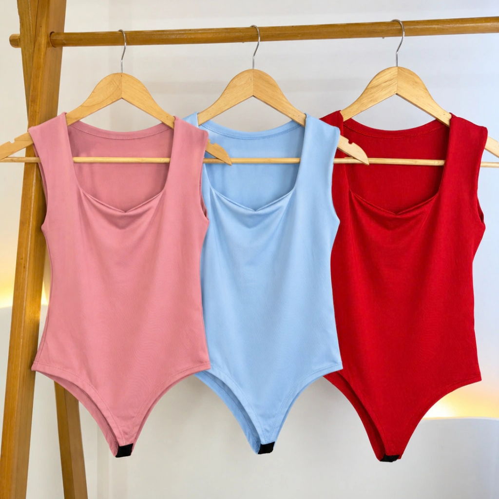 Body Feminino Quadrado Regata Alça Grossa Poliamida Premium Decote Quadrado Confortavel Versátil