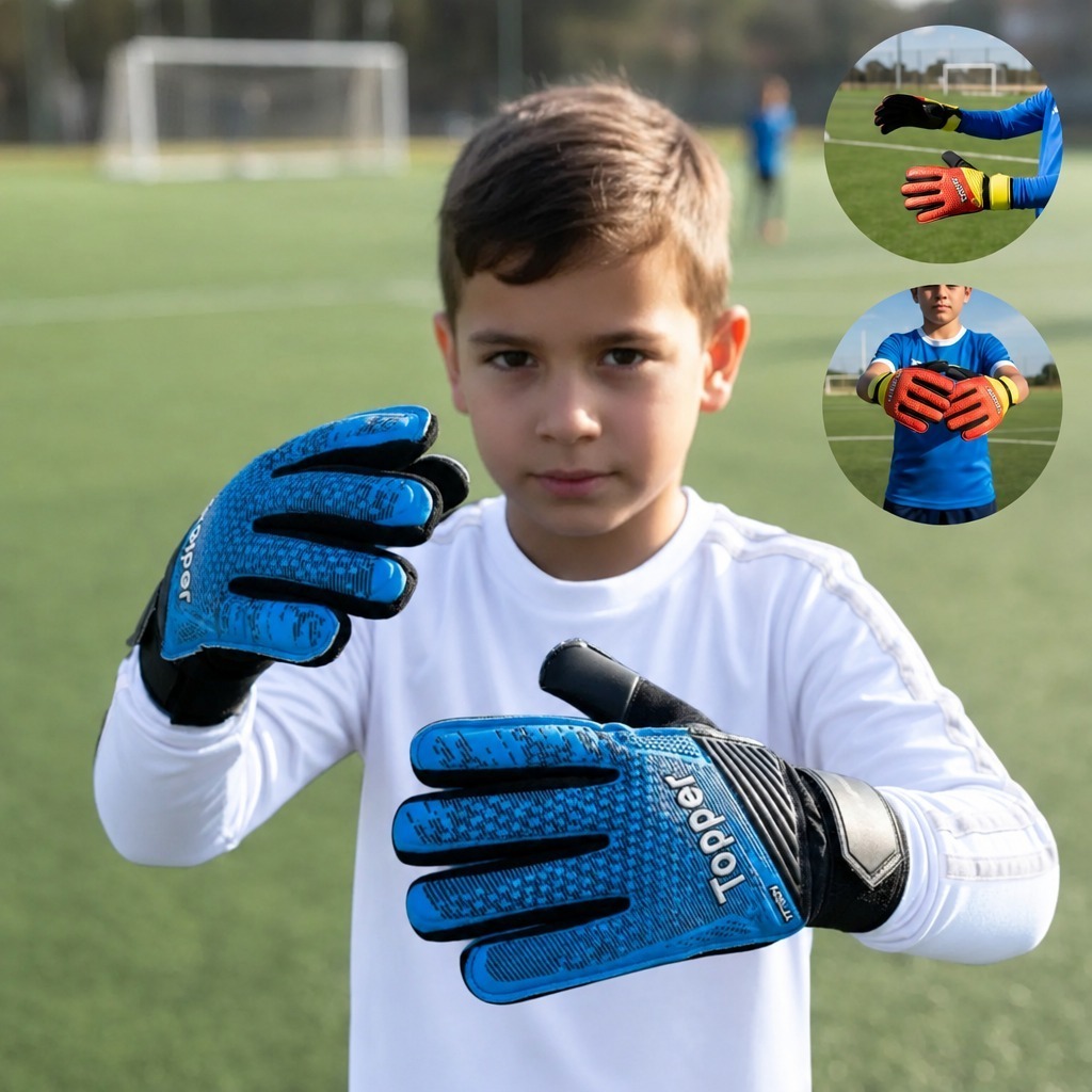 Luva Goleiro Topper Infantil Track Premium Futebol Campo Society Futsal Salão - Aderência e Conforto