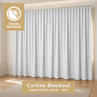 Cortina Blackout Premium 4,00 Metros Trilho Suíço - Corta Luz para Quarto Sala Escritório