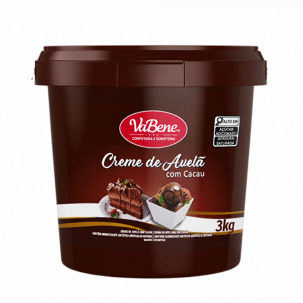 CREME DE AVELA COM CACAU BALDE 3KG VABENE ALIMENTO OFF (CHOCO) — imagem 2 de 2