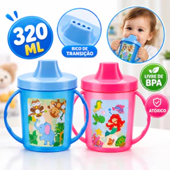 Copo Transição Bebê Treinamento Infantil Com Bico e Alça 320ml BPA Free