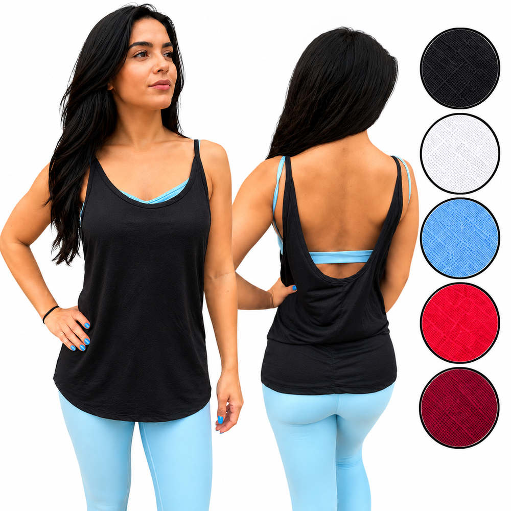Regata Blusa DryFit Feminina Fitness Treino Academia Lisa Básica Respirável Costas Cavada Tampa Bumbum Preta Branca Azul