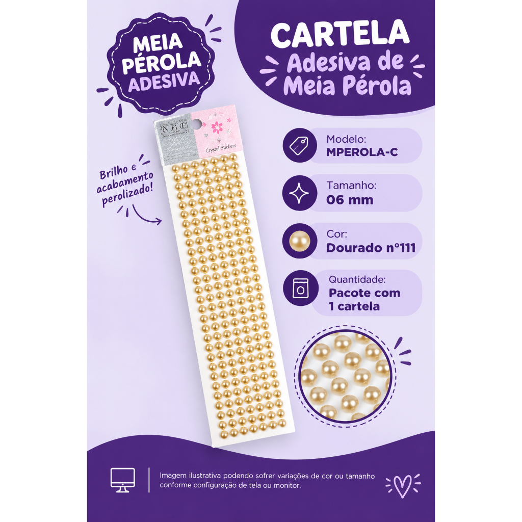 Cartela Adesiva De Meia Pérola 06 Mm - MPEROLA-C