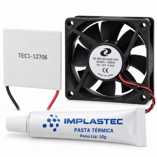 Kit Cooler Ventilador + Placa Peltier + Pasta Térmica para Purificador Universal