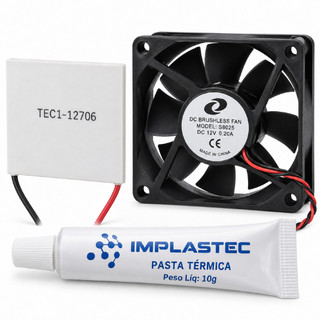 Kit Cooler Ventilador + Placa Peltier + Pasta Térmica para Purificador Universal