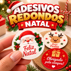 Adesivo Natal | Etiqueta Adesiva Feliz Natal Boas Festas | Presentes e Embalagens