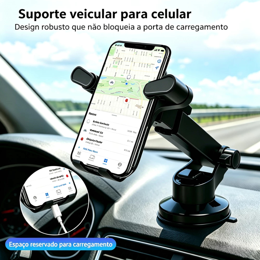 Hancdon Suporte Veicular Celular Carro Ventosa Vácuo 360° Giratório Universal Antiderrapante Promoção Envio Rápido — imagem 2 de 2