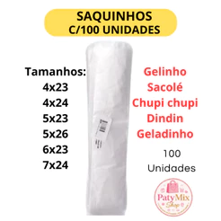 100 Unidadades Saquinho Saco Para Geladinho Gourmet Gelinho Sacolé Chup Chup Talher Garfo Faca Colher