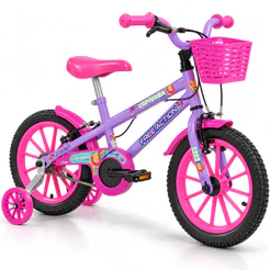 Bicicleta Infantil Aro 16 Caixa de Pintar Free Action com Rodinhas e Cesta V-Brake