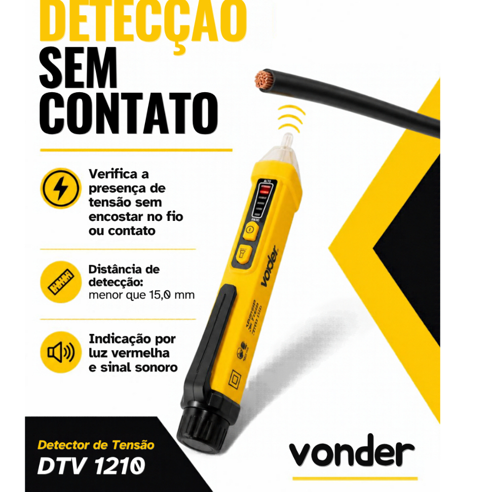 Chave Teste Caneta Detector De Tensão Mede Voltagem Vonder — imagem 2 de 2