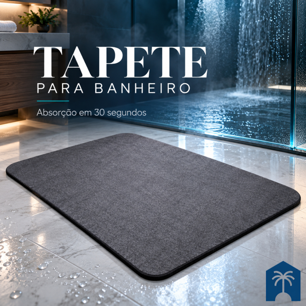Tapete de Banheiro em Pedra Diatomita 60cm x 39cm Multifuncional Rapida Absorção Antiderrapante